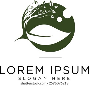 Tree logo with modern and minimalist design, fresh green geometric elements with futuristic touch, suitable for brands that focus on green technology, or environment. Available in high quality vector 