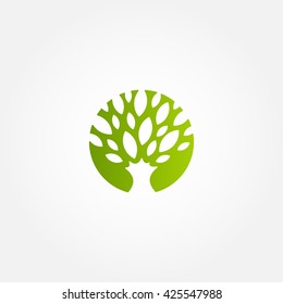 Tree logo. Nature isolated icon. Leaf unusual vector illustration.
