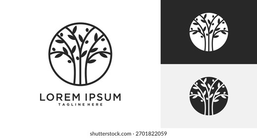 Tree logo, olive oil tree vector icon