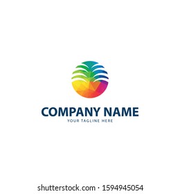 Tree Logo, palm logo, Low poly, colorful logo