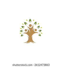 tree logo with people combination in flat design
