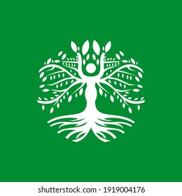 Tree logo with people concept design vector