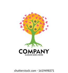 tree logo of people full of love