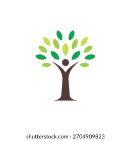 Tree logo. People tree icon. Tree design template vector illustration 