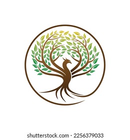 Tree logo with phoenix concept