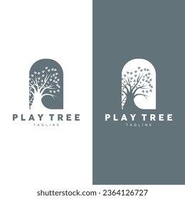 Plantilla de Ilustrador Vector de Diseño de Plantas con Logotipo de Árbol