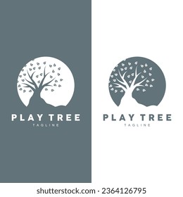 Plantilla de Ilustrador Vector de Diseño de Plantas con Logotipo de Árbol