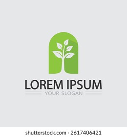 tree logo and plant stock icon design nature icon green illustration 