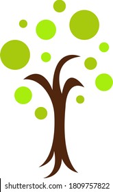 Tree logo with round green leaves object on white background concept of nature and environment