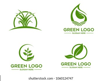 Tree logo set, green nature logo set, Vector logo template