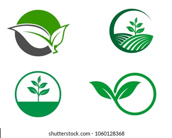 Tree logo set, green nature logo set, Vector logo template