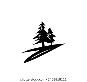 Silueta del logotipo del árbol, diseño del Vector del arte