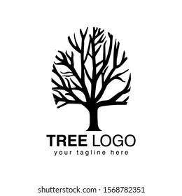 Tree logo or silhouette for companies in the environmental field. Vector Editable EPS 10.