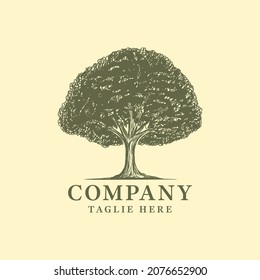ilustración de vector dibujada a mano con el logotipo de árbol