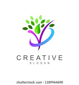 tree logo, tree logo with a simple look + greening symbol