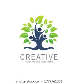 Tree logo and social design template ,charity logo , leaf and human