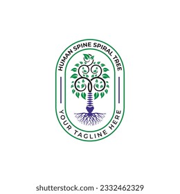 Tree logo with spiral branches and human spine, suitable for health related industry.