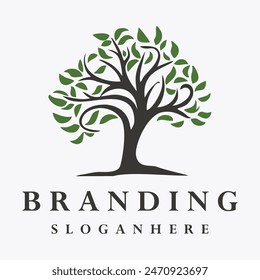 Tree logo style icon design template flat vector	
