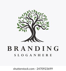 Tree logo style icon design template flat vector	
