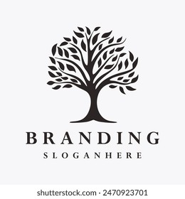 Tree logo style icon design template flat vector	
