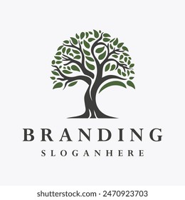 Tree logo style icon design template flat vector	
