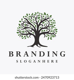 Tree logo style icon design template flat vector	
