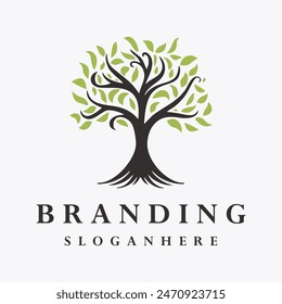 Tree logo style icon design template flat vector	
