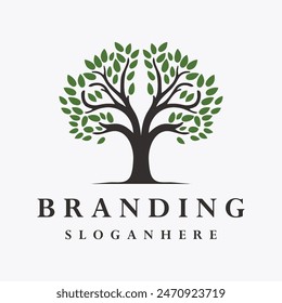 Tree logo style icon design template flat vector	
