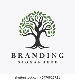 Tree logo style icon design template flat vector	
