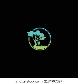 Tree Logo  with swing vector illustration.