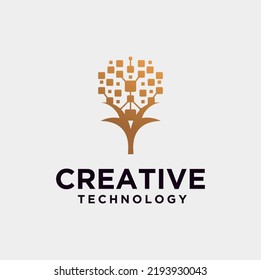 Tree logo technology tree, beauty, growth, for a gardening business or eco green.