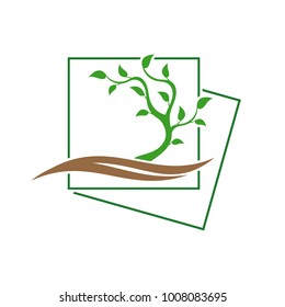 Tree logo template. Abstract young green tree.