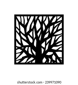 Tree logo template.  Beautiful tree card or background.  Vector illustration.