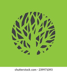Tree logo template.  Beautiful tree card or background.  Vector illustration.