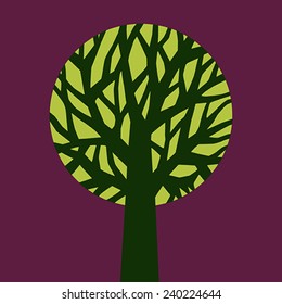 Tree logo template.  Beautiful tree card or background.  Vector illustration.