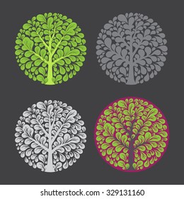 Tree logo template. 
Beautiful tree card or background. 
Vector illustration.