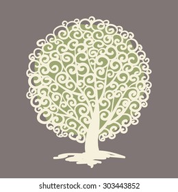 Tree logo template. 
Beautiful decorative tree card or background.  Vector illustration. 
