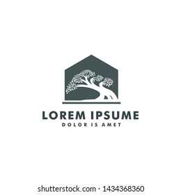 tree logo template. bonsai design icon symbol - vector