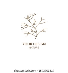 
Tree logo template. Minimal linear icon. Wavy lines abstract emblem or badge for business for a travel, tourism and ecology concepts, health, spa and yoga center. Flat illustration trees and garden