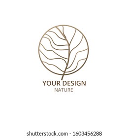 Tree logo template. Minimal linear icon. Wavy lines abstract emblem or badge for business for a travel, tourism and ecology concepts, health, spa and yoga center. Flat illustration trees and garden