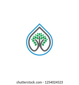 tree logo template. natural green garden icon symbol vector illustration