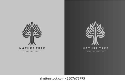 Plantilla del logotipo del árbol. Ilustración vectorial verde natural del símbolo del icono EPS10 archivo utilizable.