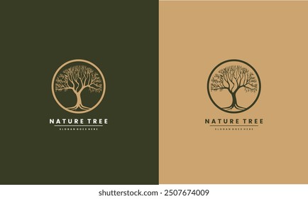 Plantilla del logotipo del árbol. Ilustración vectorial verde natural del símbolo del icono EPS10 archivo utilizable.