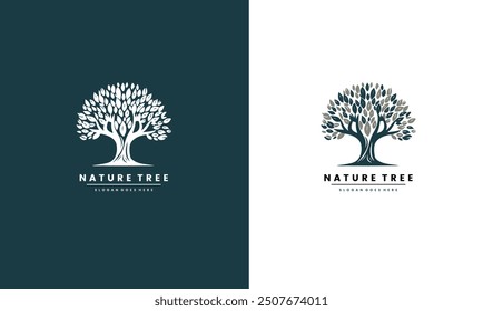 Tree logo template. natural green icon symbol vector illustration EPS10 file useable.