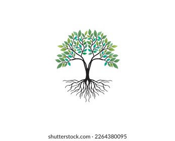 tree logo template, simple style, balance and symmetrical tree