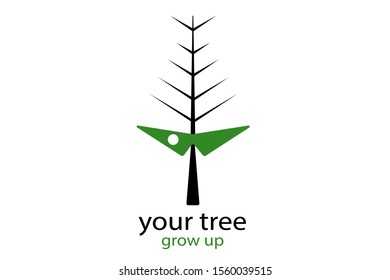 Tree logo template vector icon illustration.fishbone concept.spring season.