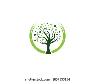 Tree Logo template vector round shape icon design