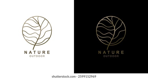 Tree logo template. Wavy lines abstract emblem or badge for business for a travel, tourism and ecology concepts, health, spa and yoga center. Flat illustration white background