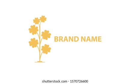 tree logo template in a yellow flat style