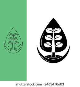 tree logo, trees have benefits for balancing the world, logo design template sign. monoline style and silhouette stylish.